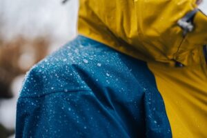 Rain Jacket Covered with Raindrops